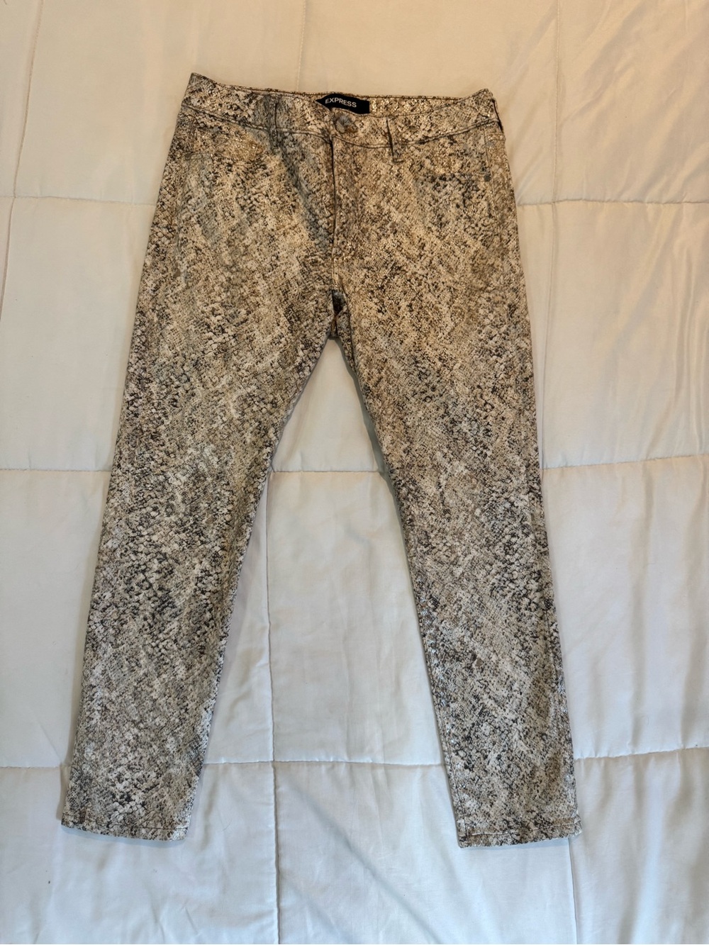 Express Women's Snake-Print Skinny Jeans - Beige & Black